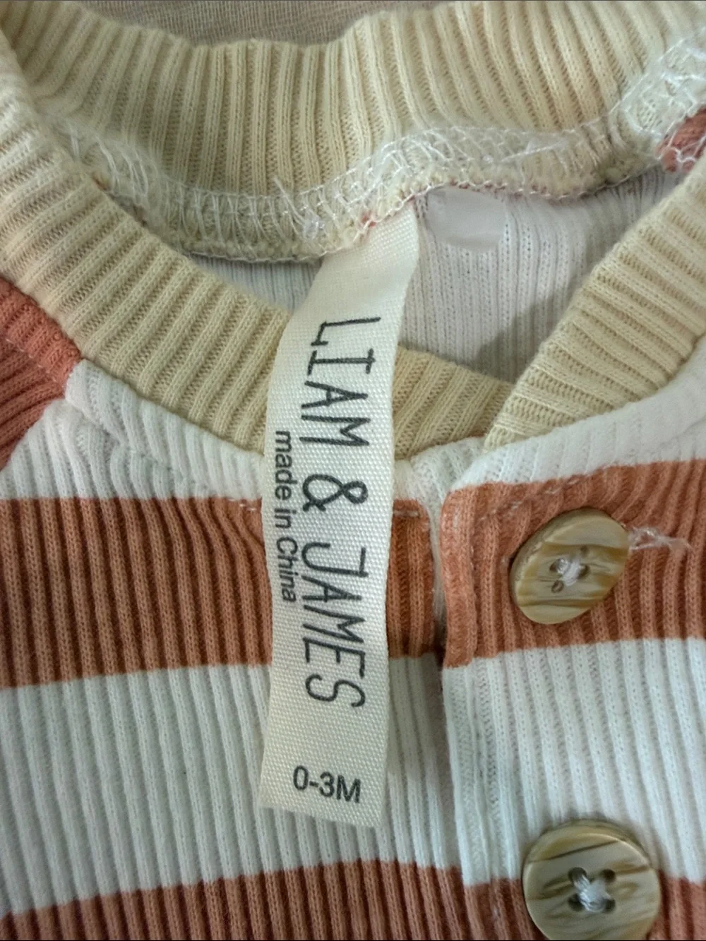 Zara Rust & Cream Striped Lion Ribbed Two-Piece Set